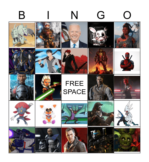 Favorite Character Bingo Card