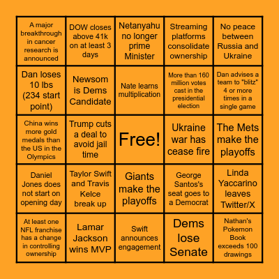 Bartley BINGO 2024 Bingo Card