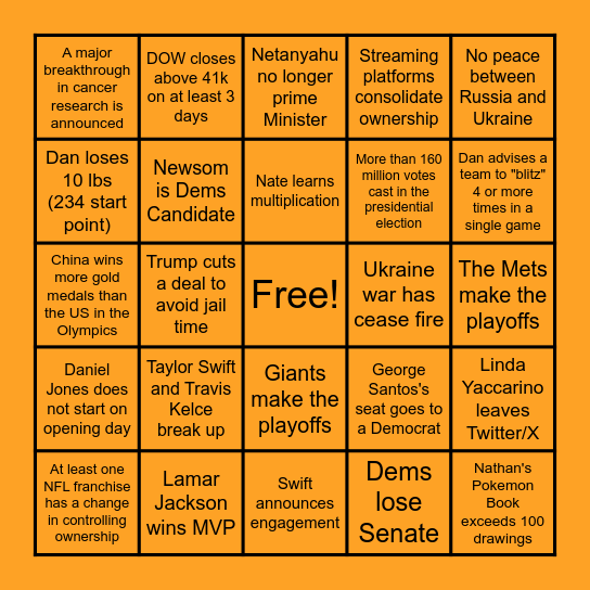 Bartley BINGO 2024 Bingo Card