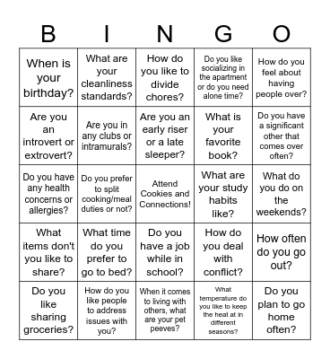 Get to know WSU Students Bingo Card