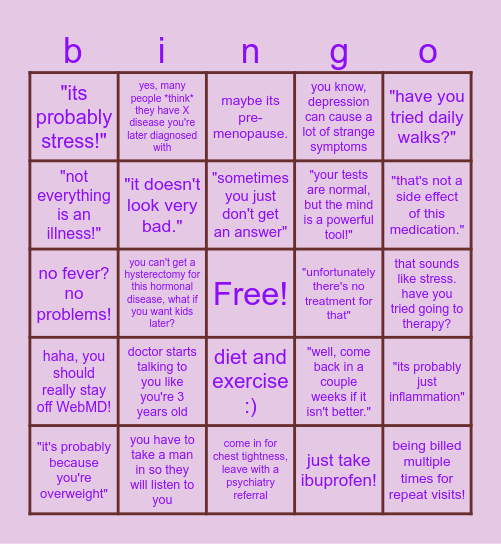 afab "healthcare" bingo Card