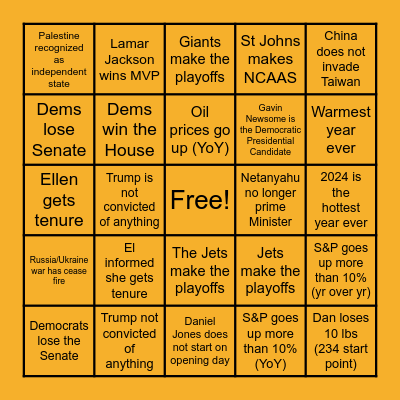 Bartley BINGO 2024 Bingo Card