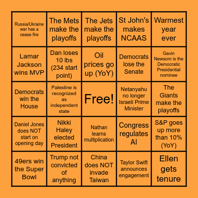 Bartley BINGO 2024 Bingo Card