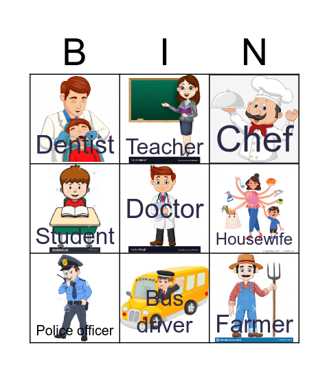 Jobs and Occupations Bingo Card