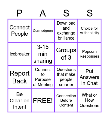 Connection Before Content Bingo Card