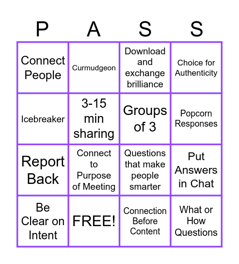 Connection Before Content Bingo Card