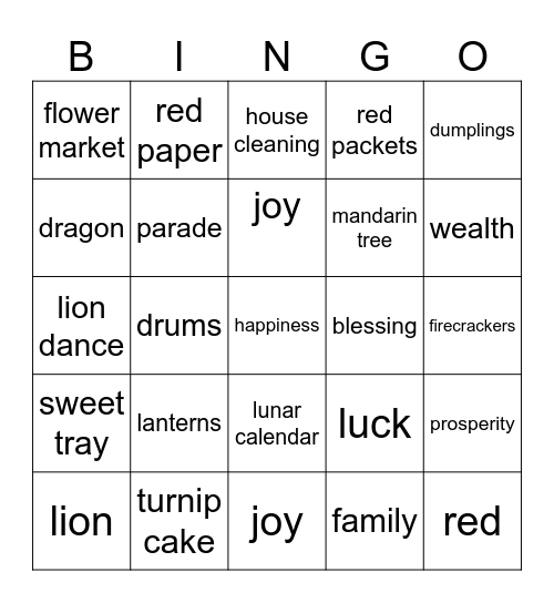 CNY Bingo Card