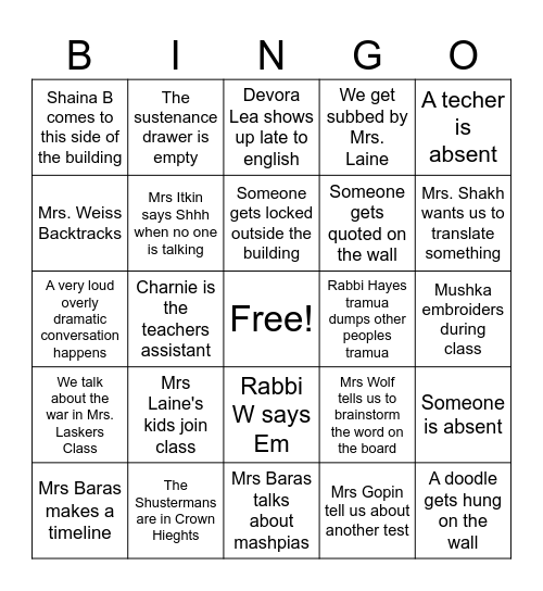 LGK everyday Bingo Card