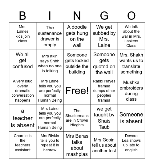 LGK everyday Bingo Card