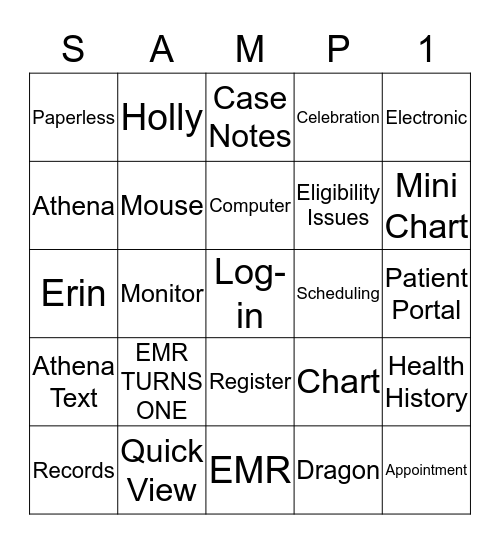 EMR Turns 1  Bingo Card