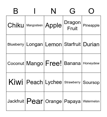 Picture Game Advanced Bingo Card