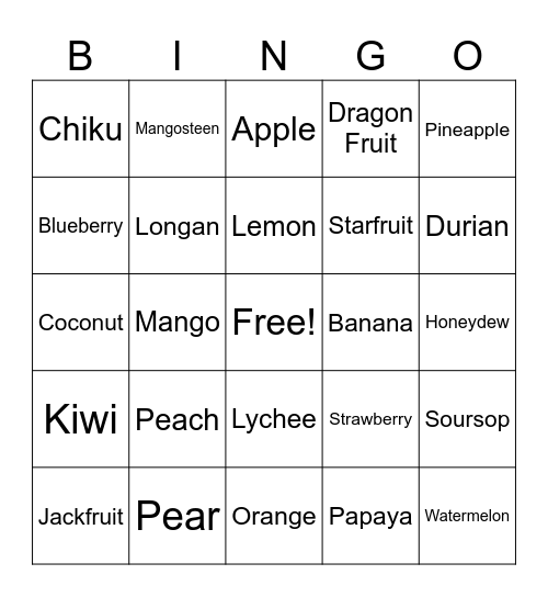 Picture Game Advanced Bingo Card