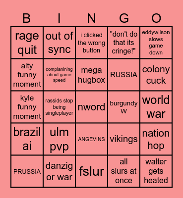 LOTC BLOODBATH Bingo Card