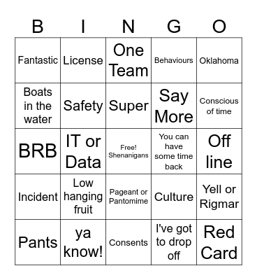 Marine Team BS Bingo Card