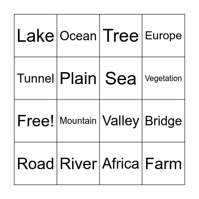 Landscapes Bingo Card