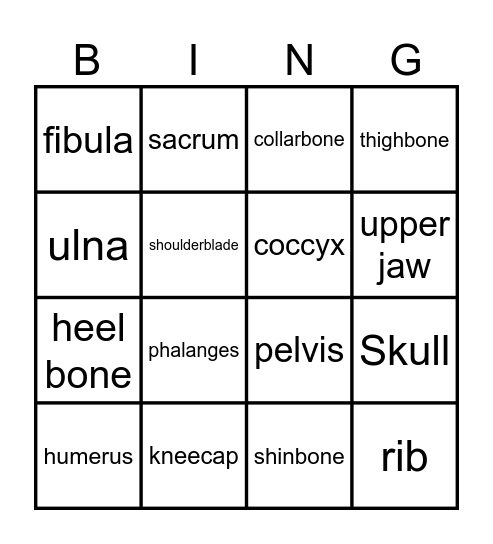 Bone bingo Card