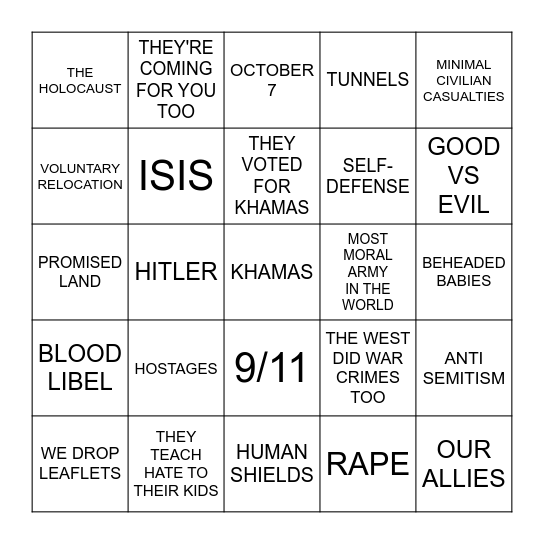 ISRAEL AT THE ICJ Bingo Card