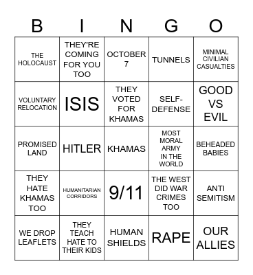 ISRAEL AT THE ICJ Bingo Card