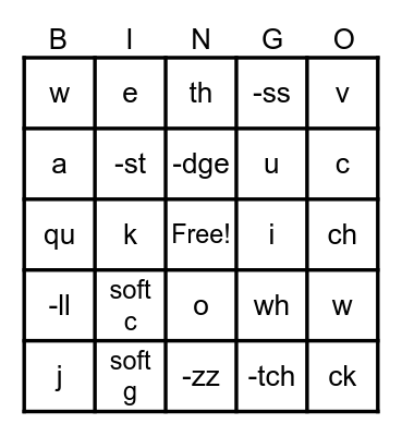 3rd Grade Bingo Card