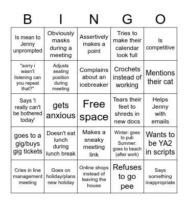 Chris Bingo Card