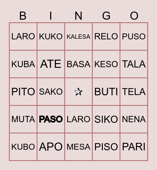 BASIC SIGHT WORDS IN FILIPINO Bingo Card