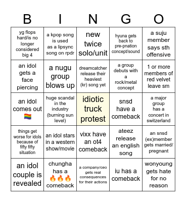 2024 kpop bingo Card