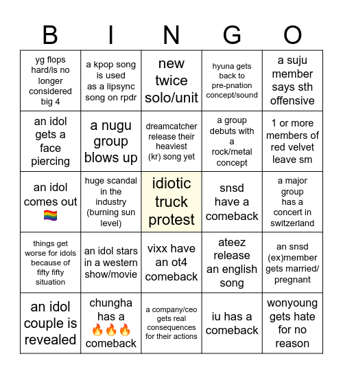 2024 kpop bingo Card