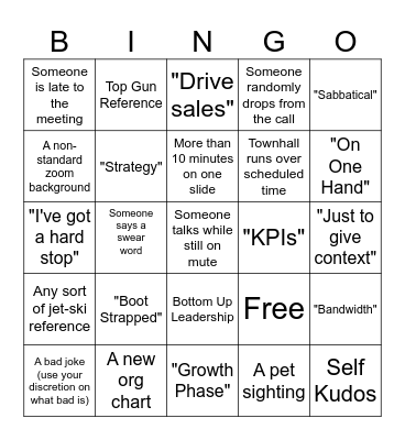Town Hall Bingo Card