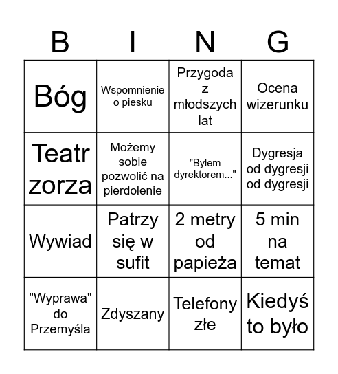 Tłuczson Bingo Card