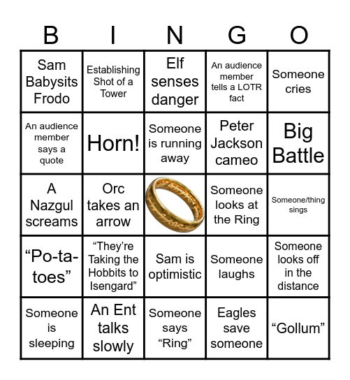 LOTR - The Two Towers Bingo Card