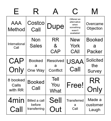 ERAC BINGO Card