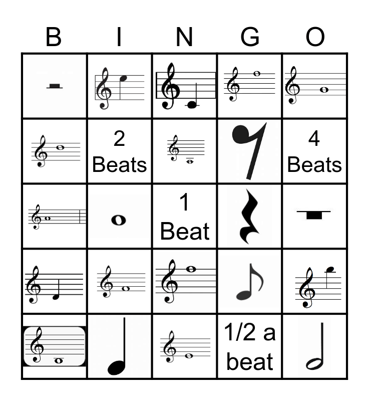 Music Notation Bingo Card