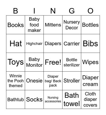 Gift Bingo Card