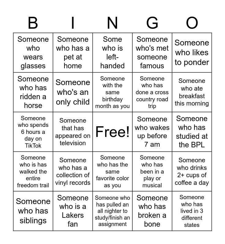 TL Bingo Card