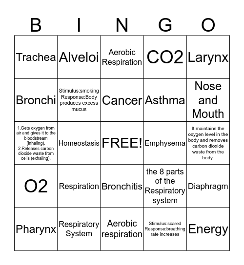 Respiratory System Bingo Card