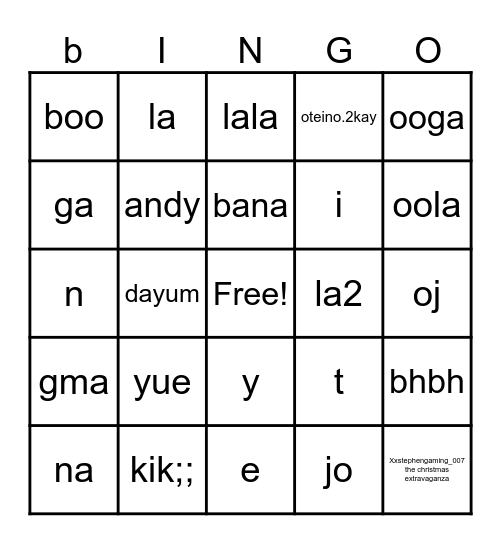 super cool bingo 🤑 Bingo Card