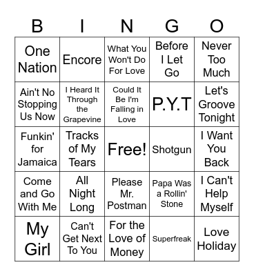 Music Bingo Card