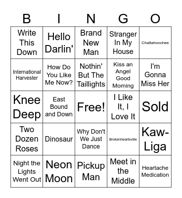 Livestock Show Jams Bingo Card