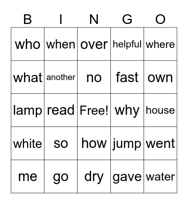 Module 6.1 Bingo Card