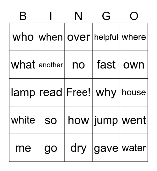 Module 6.1 Bingo Card