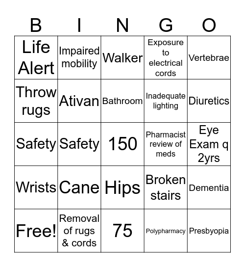 SAFETY BINGO Card