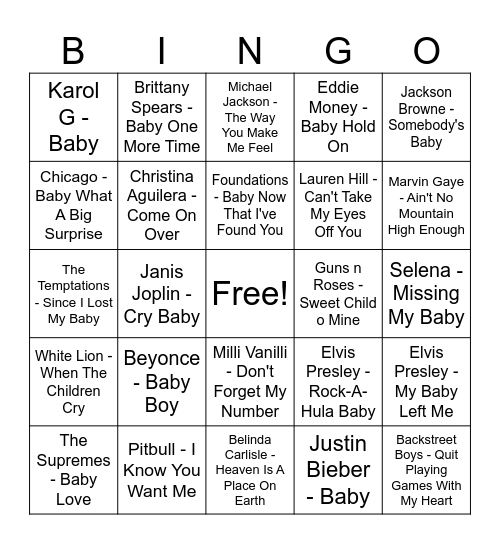 BABY BINGO Card