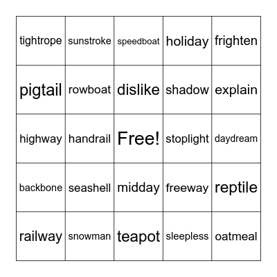 Long Vowel Team Bingo Card