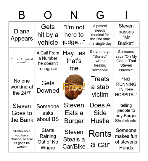 Steven Hayes BONGI 2024 Bingo Card