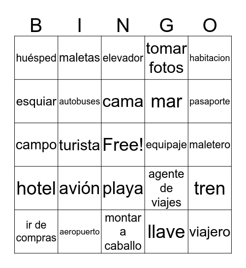 De vacaciones Bingo Card