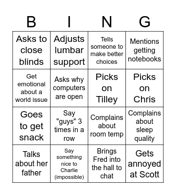 English Class Bingo Card