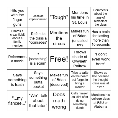 Ex P w/ Dr. C Bingo Card