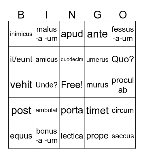 Cap VI Bingo Card