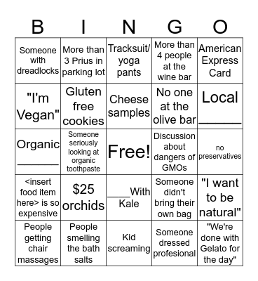 Whole Foods Bingo Card