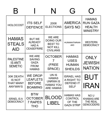 ICJ ISRAEL COURT CASE Bingo Card